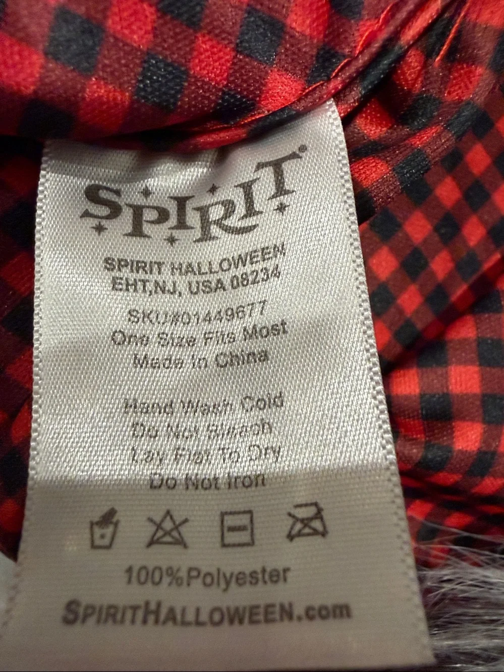 Spirit Red and Black Buffalo Plaid Wolf Hood with Gray Faux Fur Trim - Picture 2 of 5